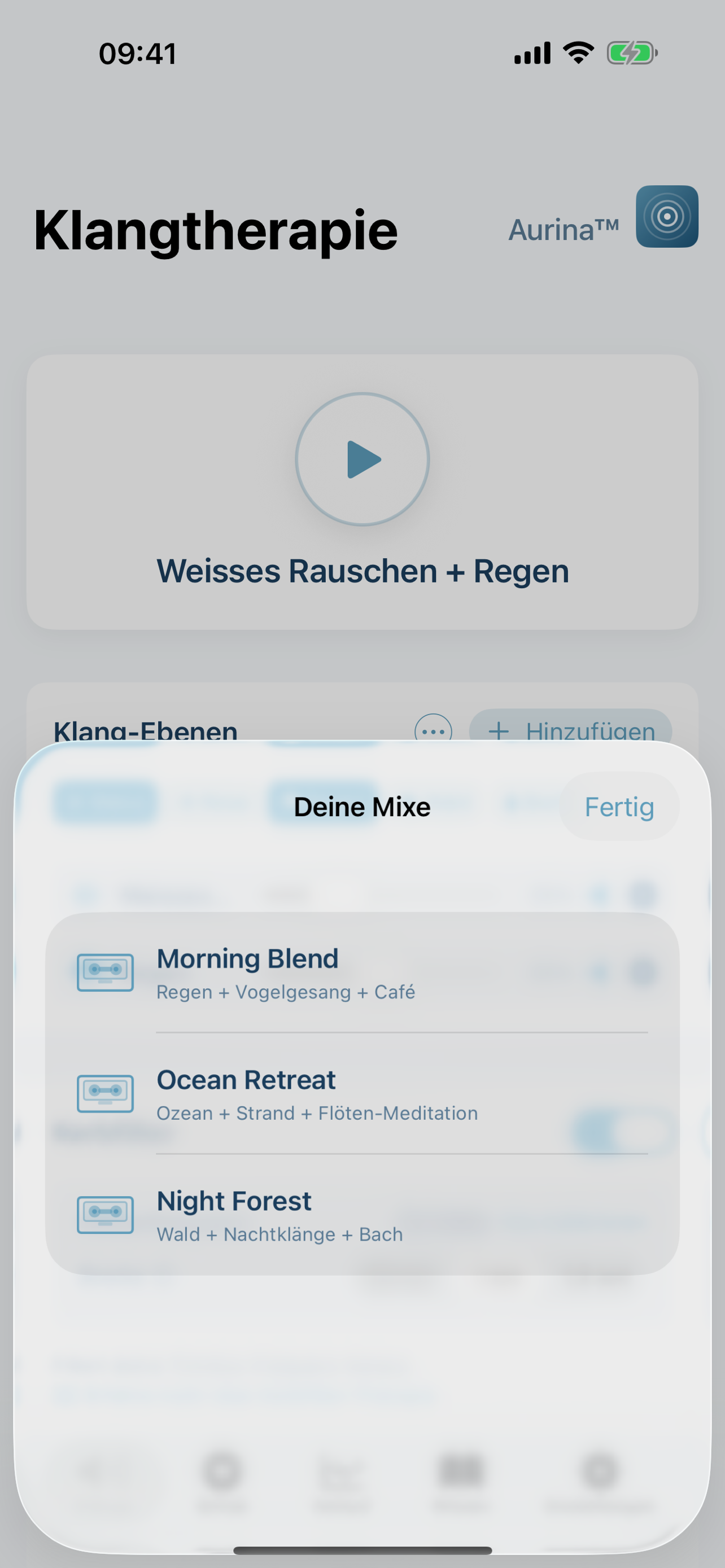 Aurina sound mixer with noise types