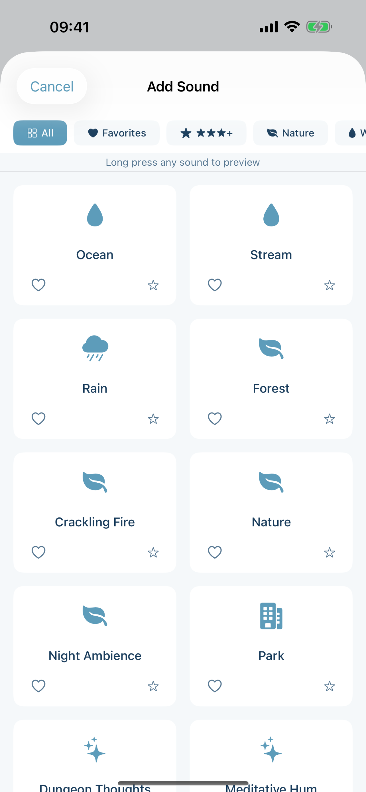 Aurina ambient sounds library - rain, ocean, forest