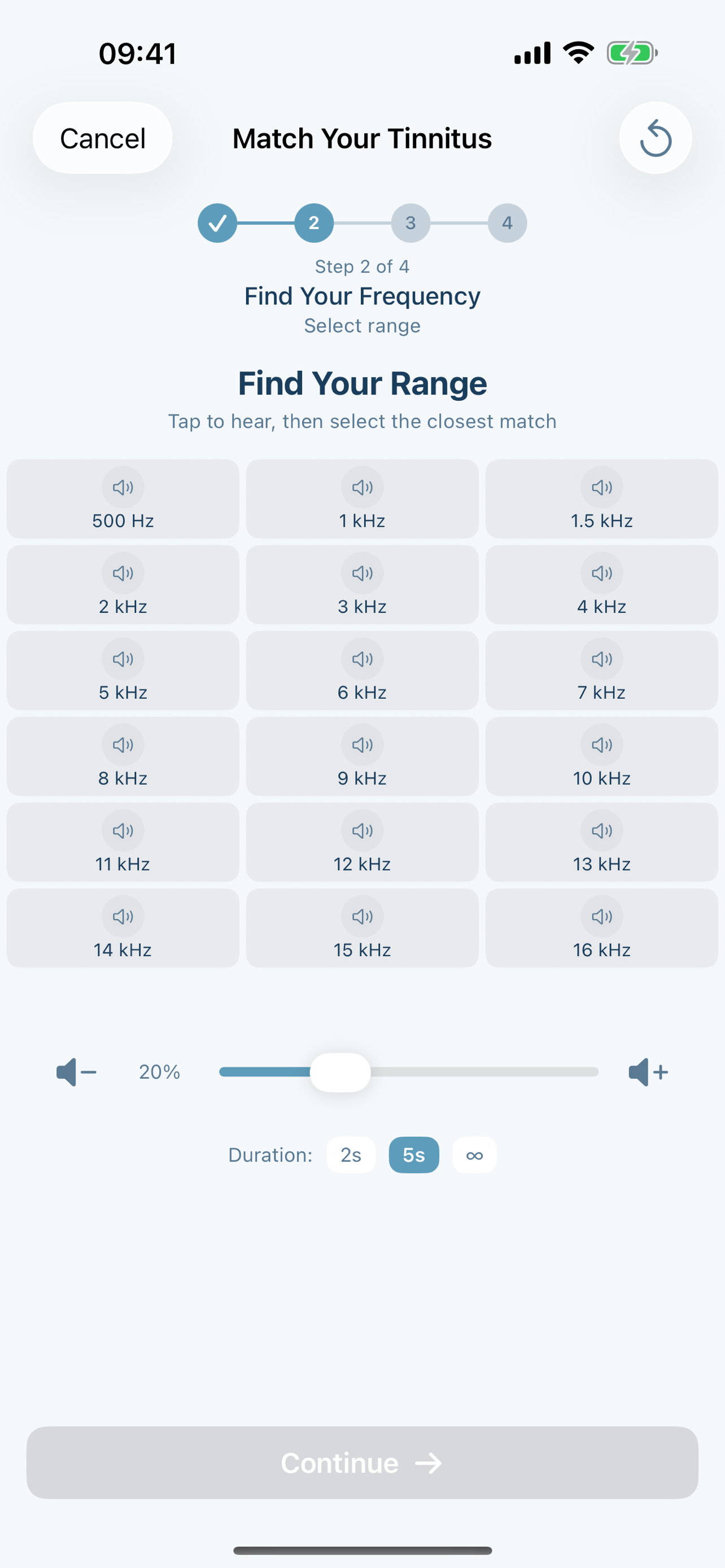 Aurina tinnitus frequency matching grid