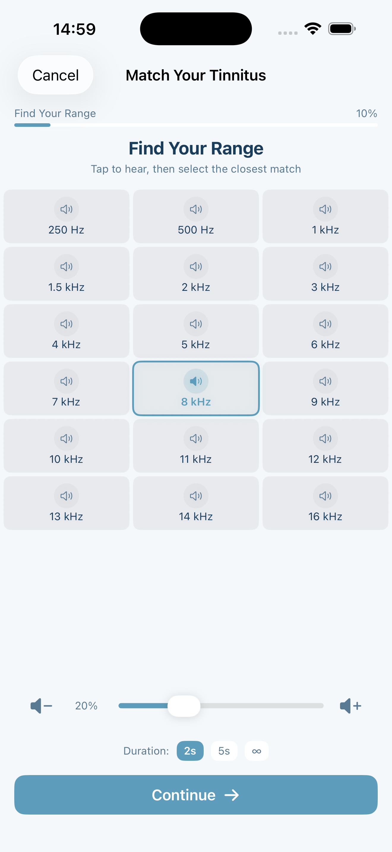 Aurina tinnitus frequency matching grid